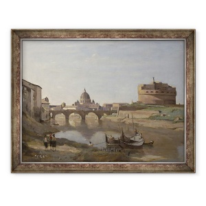 Tablou inramat - Jean Baptiste Camille Corot - Castelul SantAngelo, Roma, 60 x 80 cm