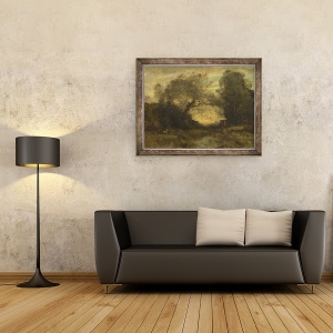 Tablou inramat - Jean Baptiste Camille Corot - Iazul de la intrarea in padure, 60 x 80 cm - Img 2