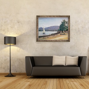 Tablou inramat - Jean Baptiste Camille Corot - Quai des Paquis, Geneva, 60 x 80 cm - Img 2