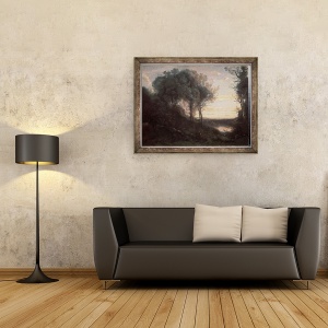 Tablou inramat - Jean Baptiste Camille Corot - Seara, 70 x 90 cm - Img 2
