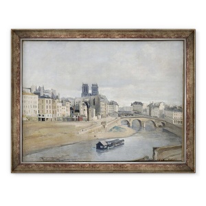 Tablou inramat - Jean Baptiste Camille Corot - Sena si Quai des Orfevres, 60 x 80 cm