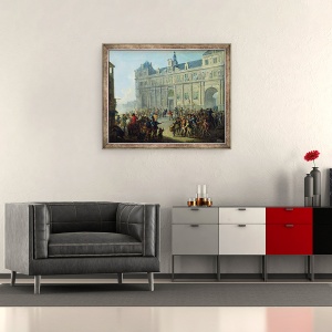 Tablou inramat - Jean-Baptiste Lallemand - Asasinarea lui Jacques de Flesselles pe treptele Primariei 14 iulie, 70 x 85 cm - Img 2