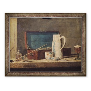 Tablou inramat - Jean-Baptiste Simeon Chardin - Natura moarta a tevilor si a unui pahar de baut, 60 x 80 cm