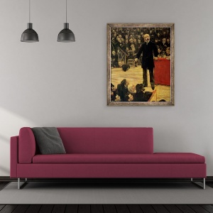 Tablou inramat - Jean Francois Raffaelli - Georges Clemenceau 1841-1929 A tine un discurs la Circul Fernando, 70 x 85 cm - Img 2