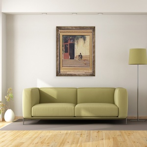 Tablou inramat - Jean Leon Gerome - Tatal si Fiul Artistului la usa Casei sale, 60 x 80 cm - Img 2
