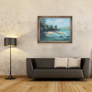 Tablou inramat - Jennifer Wright - Pescarii Cove Salcombe, ulei la bord, 70 x 90 cm - Img 2