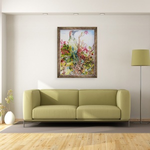Tablou inramat - Joan Thewsey - Ciocanitoare in caprifoi, 2010, 70 x 90 cm - Img 2