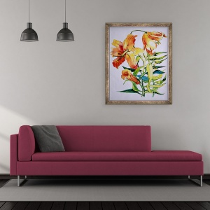 Tablou inramat - Joan Thewsey - Crini Portocaliu 1, 50 x 60 cm - Img 2