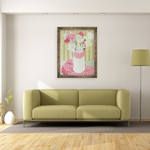 Tablou inramat - Joan Thewsey - Crizanteme albe si spray, 2008, 70 x 90 cm - Img 2