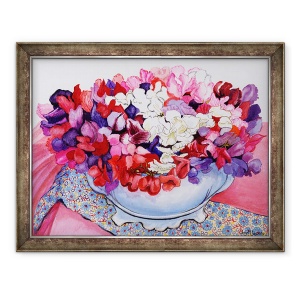 Tablou inramat - Joan Thewsey - Mazare dulce intr-o oala victoriana cu textile 2012, 60 x 80 cm