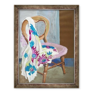 Tablou inramat - Joan Thewsey - Scaun si Material cu model, 2000, 60 x 80 cm