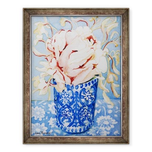 Tablou inramat - Joan Thewsey - Trandafir roz cu caprifoi, 2000, 70 x 90 cm