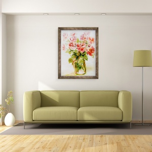 Tablou inramat - Joan Thewsey - Trandafiri roz, 70 x 90 cm - Img 2