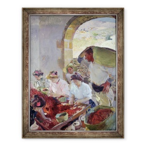 Tablou inramat - Joaquin Sorolla y Bastida - Pregatirea strugurilor uscati, 70 x 90 cm