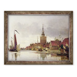 Tablou inramat - Johan-Barthold Jongkind - Vedere de Overschie langa Rotterdam, 60 x 80 cm