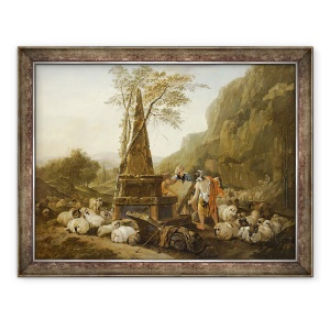 Tablou inramat - Johann Heinrich Roos - intalnirea lui Iacov si a lui Rachel la fantana, 70 x 90 cm