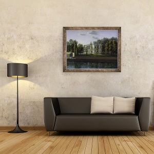 Tablou inramat - Johann Wilhelm Gottfried Barth - Noul pavilion din gradinile Palatului Charlottenburg, 60 x 80 cm - Img 2