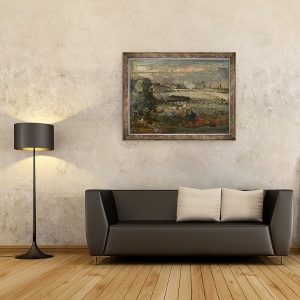 Tablou inramat - John Constable - Schita pentru Deschiderea podului Waterloo vazut de pe scarile Whitehall, 18 iunie 1817, 60 x 80 cm - Img 2