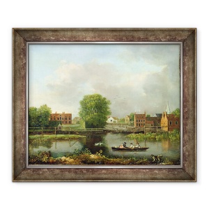Tablou inramat - John Inigo Richards - Un peisaj rau, posibil o vedere de la West End de Podul Rochester, 70 x 85 cm