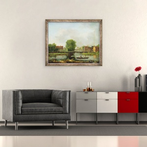 Tablou inramat - John Inigo Richards - Un peisaj rau, posibil o vedere de la West End de Podul Rochester, 70 x 85 cm - Img 2