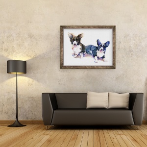 Tablou inramat - John Keeling - Doi Corgis, 2015, 70 x 90 cm - Img 2