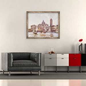 Tablou inramat - John Singer Sargent - Palazzo Labia si Sfantul Geremia, Venetia, 50 x 60 cm - Img 2