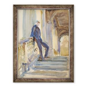 Tablou inramat - John Singer Sargent - Sir Neville Wilkinson pe treptele podului Palladian de la Wilton House, 70 x 90 cm