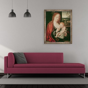 Tablou inramat - Joos van Cleve - Fecioara si Copilul Dormit, 50 x 60 cm - Img 2