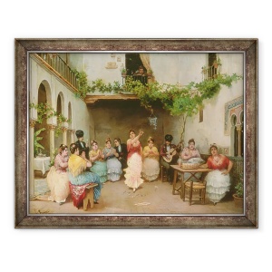 Tablou inramat - Jose Ruiz Blasco - Adunarea in jurul dansatorului spaniol din Sevilla, 70 x 90 cm