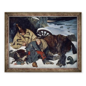 Tablou inramat - Joseph Fernand Boissard de Boisdenier - Scena din retragerea din Rusia, 70 x 90 cm