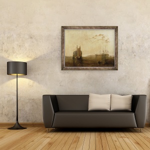 Tablou inramat - Joseph Mallord William Turner - Hulks pe Tamar, 60 x 80 cm - Img 2