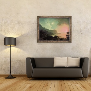 Tablou inramat - Joseph Wright - Vezuviu din Posillipo, 60 x 80 cm - Img 2