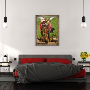 Tablou inramat - Josse Lieferinxe - Sfantul Mihail uciderea dragonului, 70 x 90 cm - Img 3