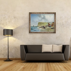 Tablou inramat - Jules Achille Noel - Crinoline pe plaja, Fecamp, 60 x 80 cm - Img 2