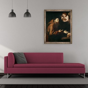 Tablou inramat - Jusepe de Ribera - Viziunea Sfantului Francisc de Assisi, 70 x 85 cm - Img 2