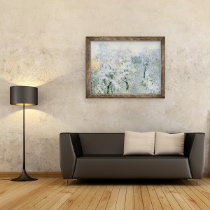 Tablou inramat - Konstantin Ivanovich Gorbatov - Arbori in argint de iarna, 60 x 80 cm - Img 2