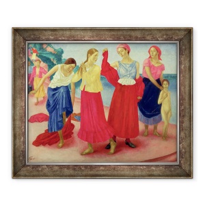 Tablou inramat - Kuzma Sergeevich Petrov-Vodkin - Femei tinere pe Volga, 50 x 60 cm