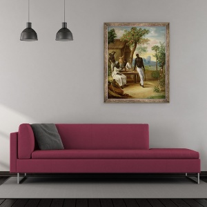 Tablou inramat - Le Masurier - Negru Sclavi asezat in afara casei lor in Martinica, 50 x 60 cm - Img 2