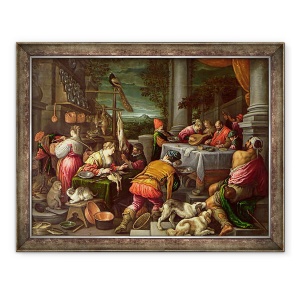 Tablou inramat - Leandro da Ponte Bassano - Bogatul si Lazar, 60 x 80 cm