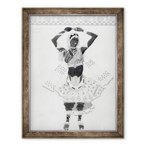 Tablou inramat - Leon Bakst - Design-ul costumelor pentru Le Dieu Bleu, 60 x 80 cm