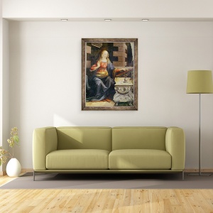 Tablou inramat - Leonardo da Vinci - Buna Vestire detaliu al Fecioarei, 70 x 90 cm - Img 2