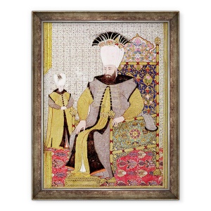 Tablou inramat - Levni - Sultan Ahmet III 1673-1736 si mostenitorul tronului, 70 x 90 cm