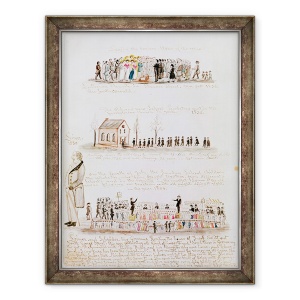 Tablou inramat - Lewis Miller - Trei schite care descriu scene religioase din America, 60 x 80 cm