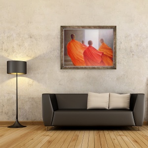 Tablou inramat - Lincoln Seligman - Patru calugari pe Treptele Templului, 60 x 80 cm - Img 2