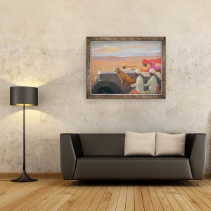 Tablou inramat - Lincoln Seligman - Petrecere de vanatoare, 70 x 90 cm - Img 2
