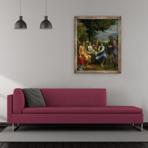 Tablou inramat - Lodovico Carracci - Avraam si cei trei ingeri, 50 x 60 cm - Img 2