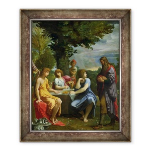 Tablou inramat - Lodovico Carracci - Avraam si cei trei ingeri, 70 x 85 cm