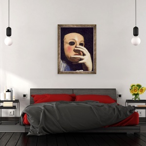 Tablou inramat - Lorenzo Lippi - Femeie cu o masca ulei pe panza, 70 x 90 cm - Img 3