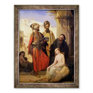 Tablou inramat - Louis Devedeux - O piata de sclavi in Asia Mica, 60 x 80 cm
