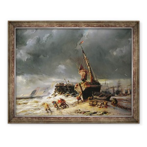 Tablou inramat - Louis Eugene Gabriel Isabey - Mareea scazuta, 70 x 90 cm